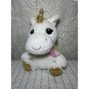 Publix Supermarket Plush Stuffed Animal 10” Rainbow Hair Bow White Gold